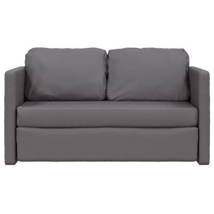 Подов разтегателен диван 2-в-1 сив 112x174x55 см еко кожа