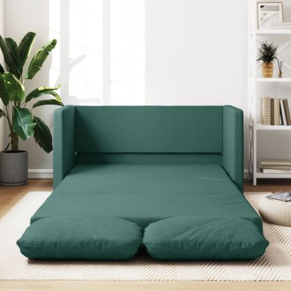 Подов разтегателен диван 2-в-1 тъмнозелен 112x174x55 см текстил