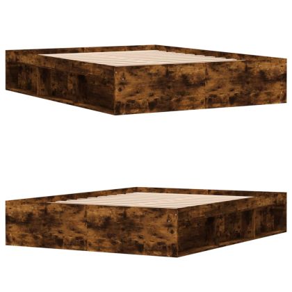 Рамка за легло, опушен дъб, 140x190 см