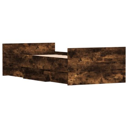Рамка за легло с горна и долна табла, опушен дъб, 100x200 см