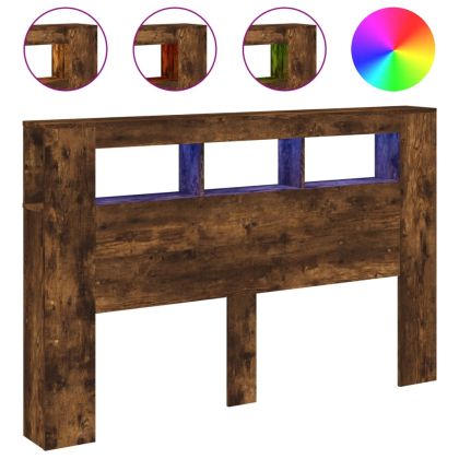 LED горна табла, опушен дъб, 160x18,5x103,5 см, инженерно дърво