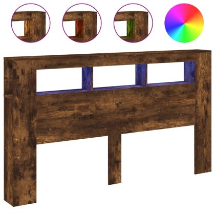 LED горна табла, опушен дъб, 180x18,5x103,5 см, инженерно дърво