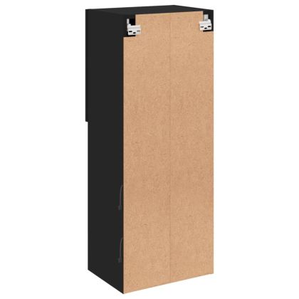 ТВ шкаф с LED осветление, черен, 40,5x30x102 см