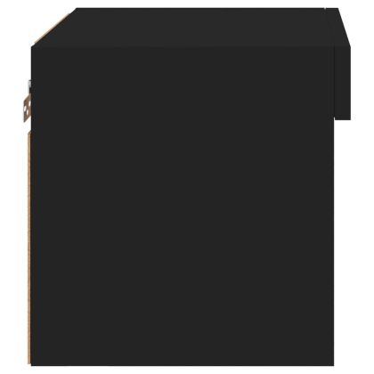 Нощни шкафчета с LED осветление, за стенен монтаж, 2 бр, черни