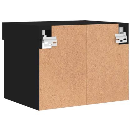 Нощни шкафчета с LED осветление, за стенен монтаж, 2 бр, черни