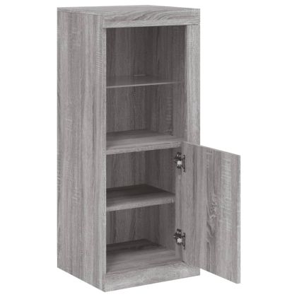 Сайдборд с LED светлини, сив сонома, 41x37x100 см