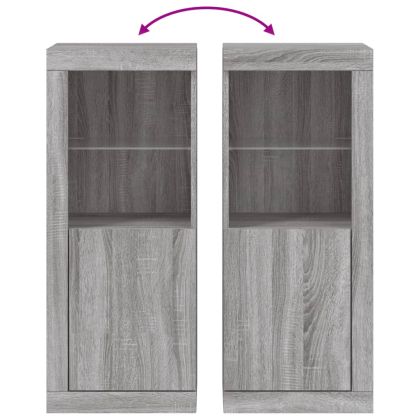 Сайдборд с LED светлини, сив сонома, 41x37x100 см