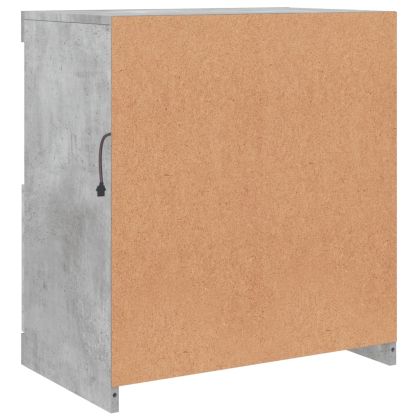 Сайдборд с LED светлини, бетонно сив, 60x37x67 см