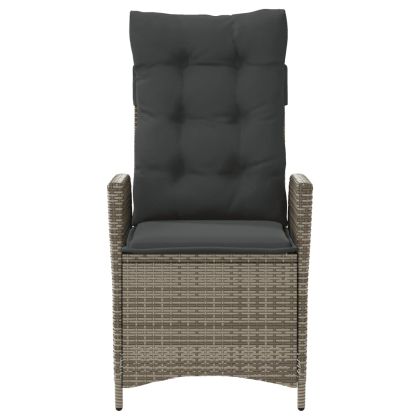 Накланящи градински столове с възглавници 2 бр, полиратан, сиви