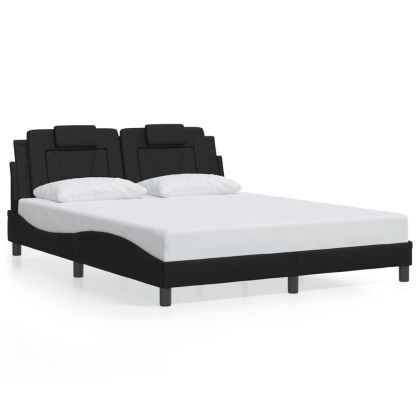 Рамка за легло с табла, черна, 160x200 см, изкуствена кожа