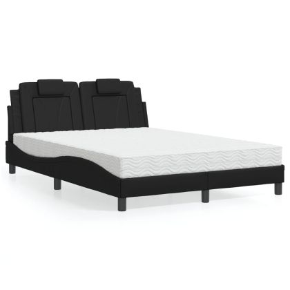 Легло с матрак, черно, 140x190 см изкуствена кожа