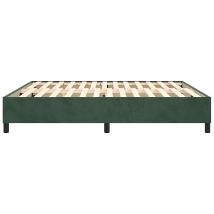 Рамка за легло с пружини, тъмнозелена, 160x200 см, кадифе