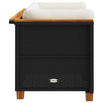 Градински дивани ъглови с възглавници 2 бр черни полиратан