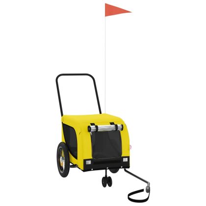 Ремарке за колело за любимци жълт и черен Оксфорд плат и желязо