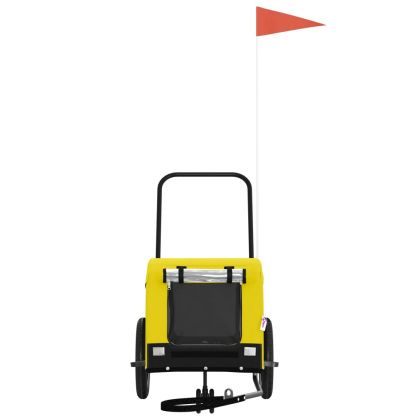 Ремарке за колело за любимци жълт и черен Оксфорд плат и желязо