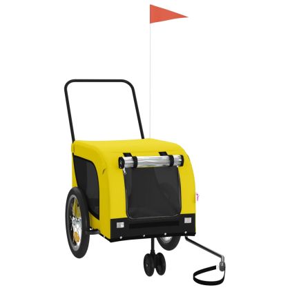 Ремарке за колело за любимци жълт и черен Оксфорд плат и желязо