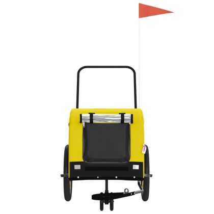 Ремарке за колело за любимци жълт и черен Оксфорд плат и желязо