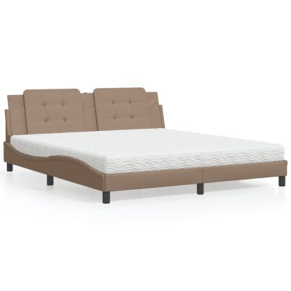 Легло с матрак, капучино, 180x200 см, изкуствена кожа