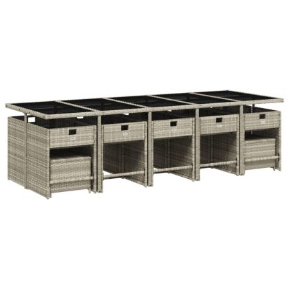 Градински комплект с възглавници 15 части полиратан светлосив