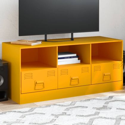 ТВ шкаф, горчица жълто, 99x39x44 см, стомана
