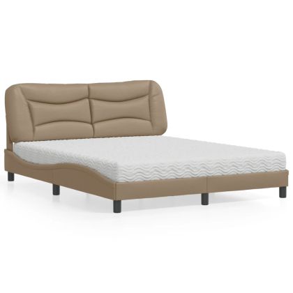 Легло с матрак, капучино, 160x200 см, изкуствена кожа