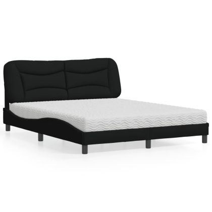 Легло с матрак, черно, 160x200 см, плат