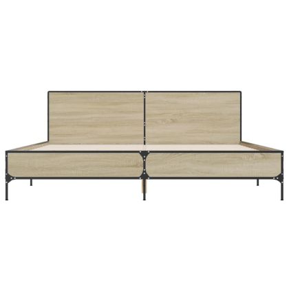 Рамка за легло, дъб сонома, 200x200 см, инженерно дърво и метал