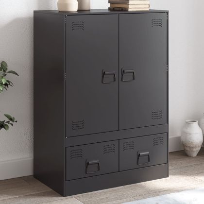 Висок шкаф, черен, 67x39x95 см, стомана