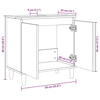 Шкаф за мивка, дъб сонома, 58x33x60 см, инженерно дърво