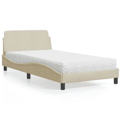Легло с матрак, кремаво, 100x200 см, плат