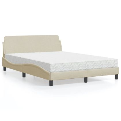 Легло с матрак, кремаво, 140x190 см, плат