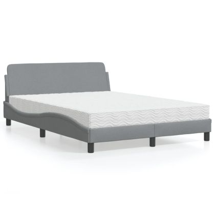 Легло с матрак, светлосиво, 140x200 см, плат