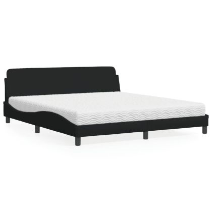 Легло с матрак, черно, 180x200 см, плат