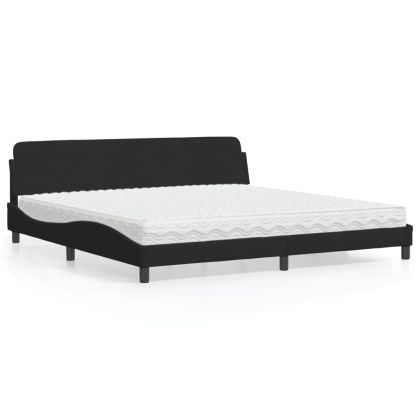 Легло с матрак, черно, 200x200 см, кадифе