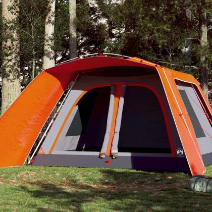 Семейна палатка с веранда 9-местна оранжев бързо освобождаване