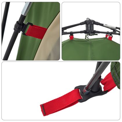 Къмпинг палатка куполна 3-местна зелена бързо освобождаване