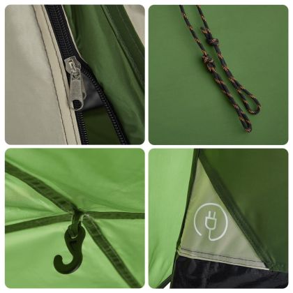 Къмпинг палатка куполна 3-местна зелена бързо освобождаване