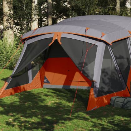 Къмпинг палатка с веранда, 4-местна, оранжева, водоустойчива