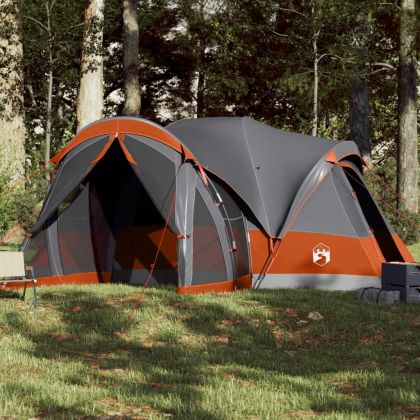 Семейна палатка типи 8-местна сиво-оранжева водоустойчива