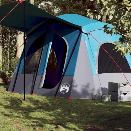 Кабинна къмпинг палатка, 5-местна, синя, водоустойчива
