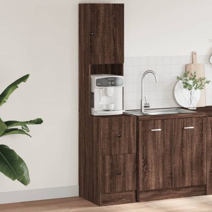 Кухненски шкаф, кафяв дъб, 35x50x180 см, инженерно дърво