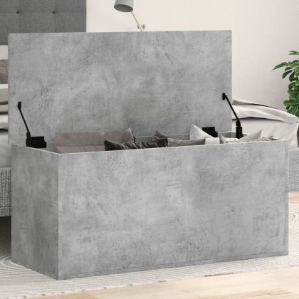 Кутия за съхранение, бетонно сиво, 100x42x46см, инженерно дърво
