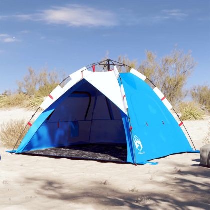 Плажна палатка, 3-местна, лазурносиньо, бързо освобождаване