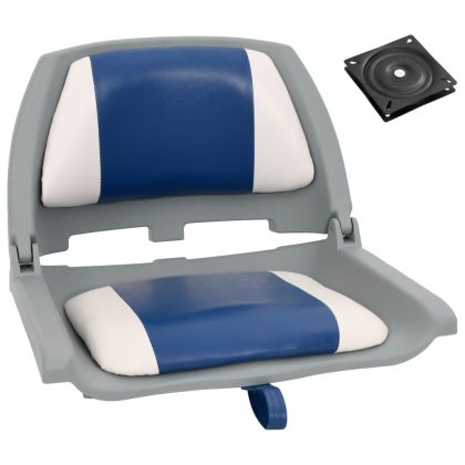 Сгъваеми седалки за лодка от 2 части със синьо-бяла възглавница