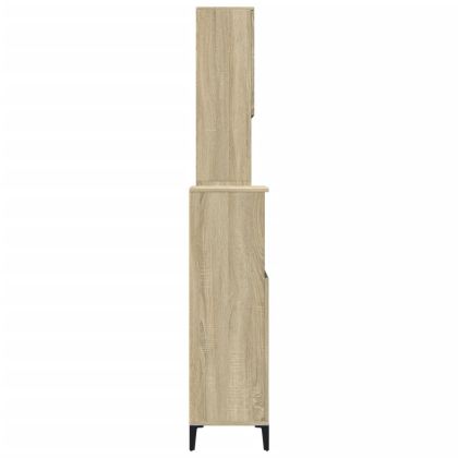 Комплект шкафове за баня от 3 части дъб сонома инженерно дърво