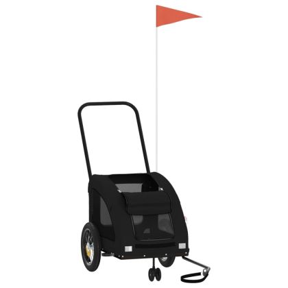 Ремарке за колело за любимци черно Оксфорд плат и желязо