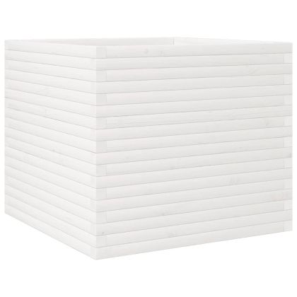 Градински сандък, бял, 80x80x68,5 см, масивна борова дървесина