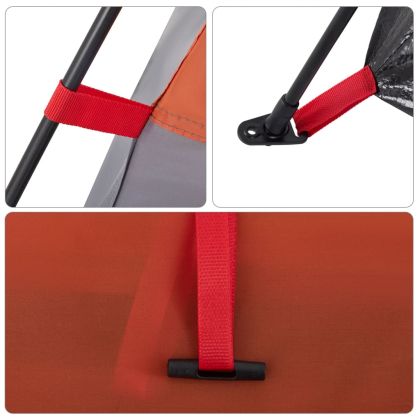 Къмпинг палатка кабинна 7 души сиво-оранжев бързо освобождаване