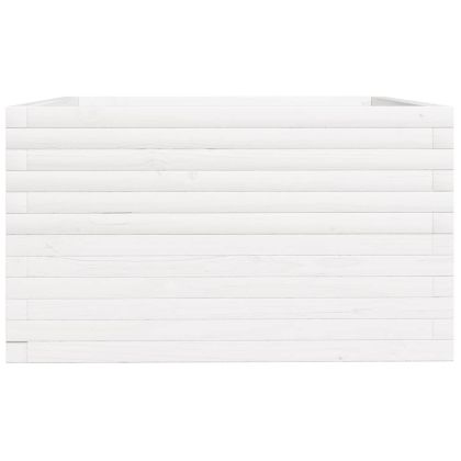 Градински сандък, бял, 80x80x49,5 см, масивна борова дървесина