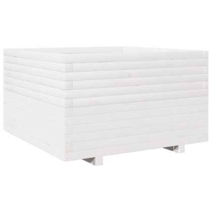 Градински сандък, бял, 80x80x49,5 см, масивна борова дървесина